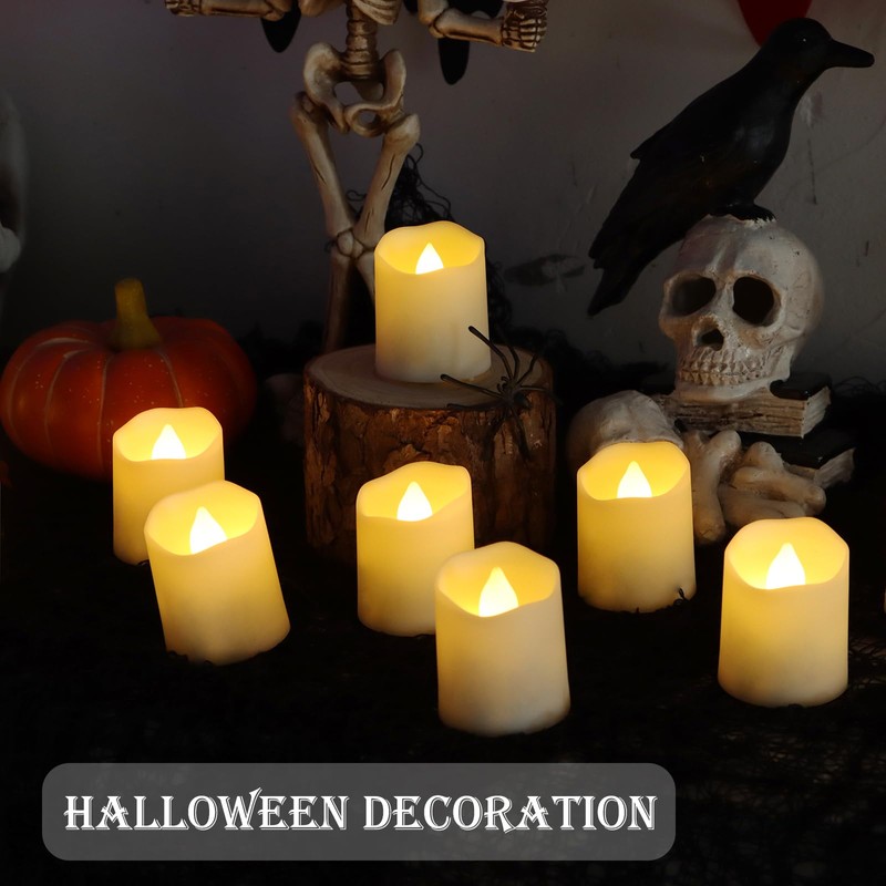 FPOO Rechargeable Flameless Tea Lights Candles with Timer & Remote,
