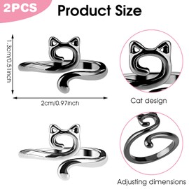 YUXIANLB 2PCS Crochet Rings for Tension Control Adjustable Yarn Guide Rings with Cute Cat Ear Design Metal Finger Hook for Faster Crocheting Knitting Accessories for Beginners Gifts for Mother Grandma