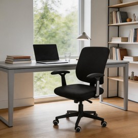 EVOLLER Office Chair 4 Pieces Seat and Back Cover with Armrest Covers Stretch Black Split Office Desk Chair Slipcovers Washable