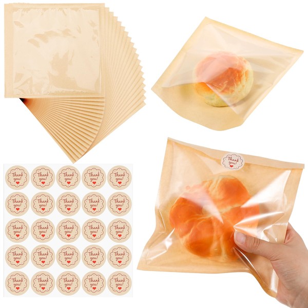 JJUNW JJUNW 300 Pack Bakery Bags with Window, Bagel Paper