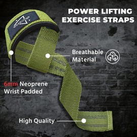 WSAKOUE Lifting Straps, Weightlifting Straps, Deadlift Straps with Padded Neoprene for Power Lifting, Bodybuilding, Gym Workout, Strength Training & Fitness Workout, Resistance - Army Green
