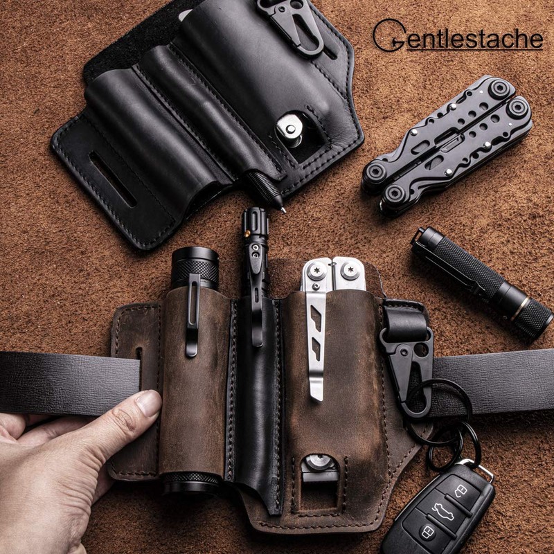 Gentlestache Multitool Sheath for Belt, Leatherman Sheath for Men, Leather