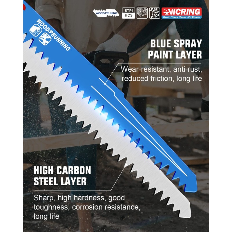 Wood Pruning Reciprocating Saw Blades 9 Inch Sawzall Blades for
