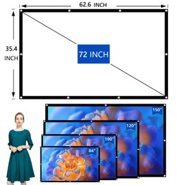 Black Backing Projector Screen 72 Inch VERCORKIN Outdoor Indoor Portable Projection Screens Movie Screen 16:9 Foldable for Home Theater Movies, Office, Outdoor Movies (72 INCH)