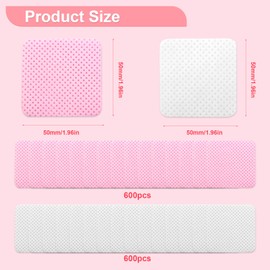 ZUZGO Pack of 1200 Cellette Rolls for Nails Cellulose Lint Free Zelettes for Gel Nails Nail Wipes Lint Free Cotton Pads Cellulose Pads (White, Pink)