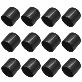 Bonsicoky 12Pcs Round Rubber End Caps 1 Inch / 25mm Vinyl Flexible Bolt Chair Foot Covers Screw Thread Chair Leg Protectors for Round Tubing Bolt Desk Chair Leg (Black)