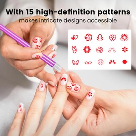ESUOHYM 15PCS Nail Art Stamp Pen Set Nail Flower Butterfly Design Stamping Pens 3s Quick Nail Design Tools with Different Patterns, For Beginner DIY Salon Manicure