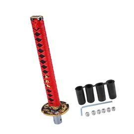 REPAIROCK 26cm Samurai Sword Style Gear Shifter Lever Katana Shift Knob Classic Braided Pattern for Manual Automatic at MT Shifter Red Auto Replacement Parts