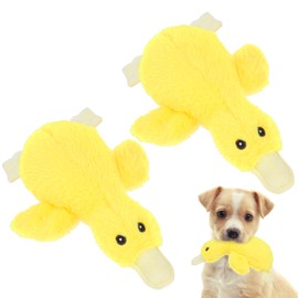 EXPAWLORER Plush Squeaky Duck Dog Toy - Soft Stuffed Small Dog Toys Cute Yellow Duck, Best Birthday Gift Interactive Filled Chew Toys for Puppy Small Medium Dogs Biting Training Teething, 2 Pack