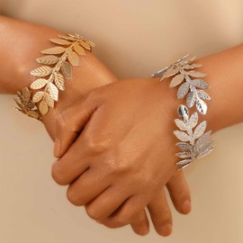 Xmsrn Vintage Leaf Bangle Bracelet Punk leaf Cuff Bracelet Gold Branch and Leaves Bangle Cuff Bracelet Open Leaf Bangle Cuff Bracelet for Women