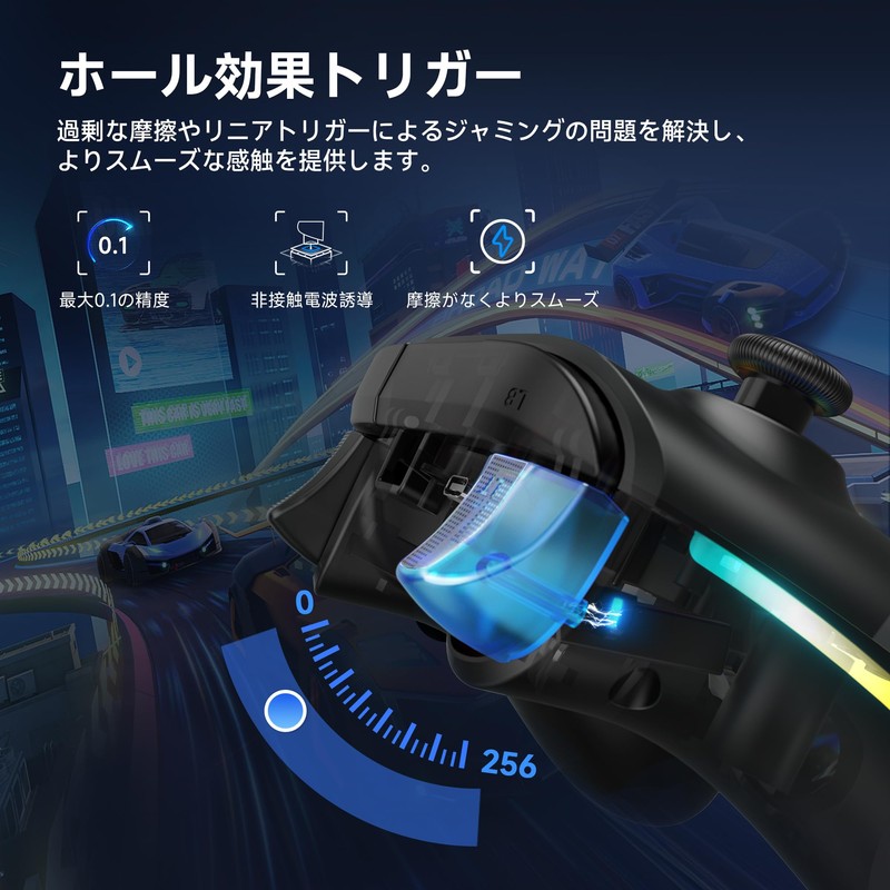 EasySMX X15 PC コントローラー - ホール ジョイスティック/ホール トリガー/RGB ライティングを備えた強化されたワイヤレス Bluetooth