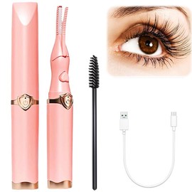 Eyelash Curlers, Rechargeable Heated Eyelash Curlers for Quick Heating Curling, Keeps Lashes Curled for 24 Hours, Facial Gift - Color: Pink