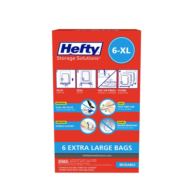 Hefty Shrink-Pak – 6 Extra Large Vacuum Seal Storage Bags