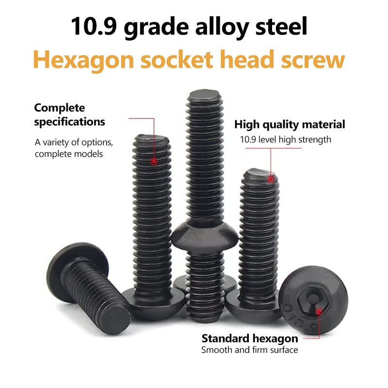M3 Black Hexagonal Socket Flat Head Screws Set 10.9 Grade