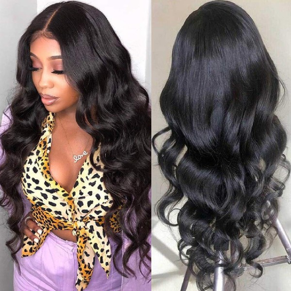 QTHAIR 12a Lace Closure Wigs Pre Plucked Natural Hairline with Baby Hair Brazilian Virgin Body Wave Human Hair Wigs for Black Women 4x4 Lace Frontal Closure Wigs 150% Density Natural Color 26 inch