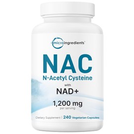 Micro Ingredients NAC with NAD+, 240 Vegetarian Capsules | 1,200 mg Per Serving | 2-in-1 N-Acetyl-L-Cysteine with Nicotinamide Adenine Dinucleotide | Non-GMO, cGMP Manufactured