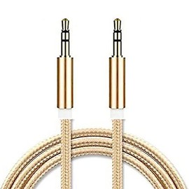 Premium 3.5mm Headphone Audio Cable, Jack to Jack Stereo Aux Cable for PC,Car, 3.5mm Auxiliary Audio cable Nylon Braided (Gold)
