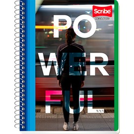 Scribe, MEGA PLUS, Cuaderno Francés Espiral Sencillo de Pasta Semi Rígida, Doble Raya de 100 Hojas (Diseño de Portada Aleatorio)