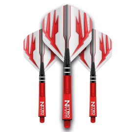 RED DRAGON Dart Flight and Medium Nitrotech Stems Combo, Set of 4, Red