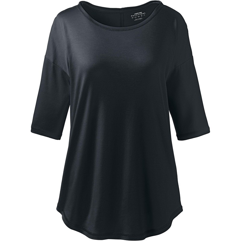 Lands' End Women Supima Micro Modal Elbow Sleeve Balletneck Curved