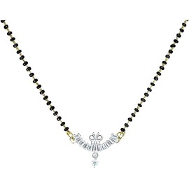 Generic Indian Jewelry Bollywood Trendy Traditional Ethnic AD Mangalsutra Chain Pendant for Wedding, Engagement, Parties and gifts, Small, Black