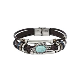 Fuqimanman2020 Bohemia Leather Bracelets for Women Multilayer Turquoise Bracelets with Genuine Leather Boho Western Style Jewelry for Men and Woman