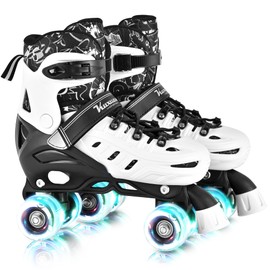 Kuxuan Skates Roller Skates for Girls and Boys Kids, 4 Sizes Adjustable Fun Kids Toddler Rollerskates with Light up Wheels for Teens Women Indoor Outdoor