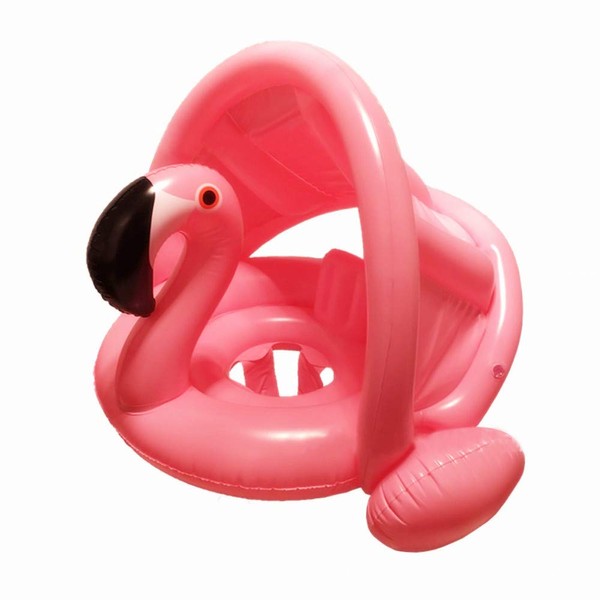 mciskin Flamingo Baby Pool Float with Canopy Inflatable Swimming Floats