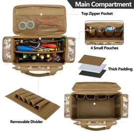 Rexmica Small Tool Bag for Men with Non-Slip and Thick Padded Base, Tactical Bag, Multifunctional Work Bag for Craftsmen, Electricians, Carpenters, Camouflage