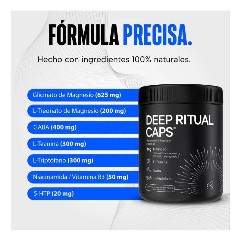 Deep Ritual Caps Suplemento De Magnesio Y Gaba Para 30