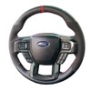 Black Perforated Leather & Suede Red Thread Auto DIY Steering