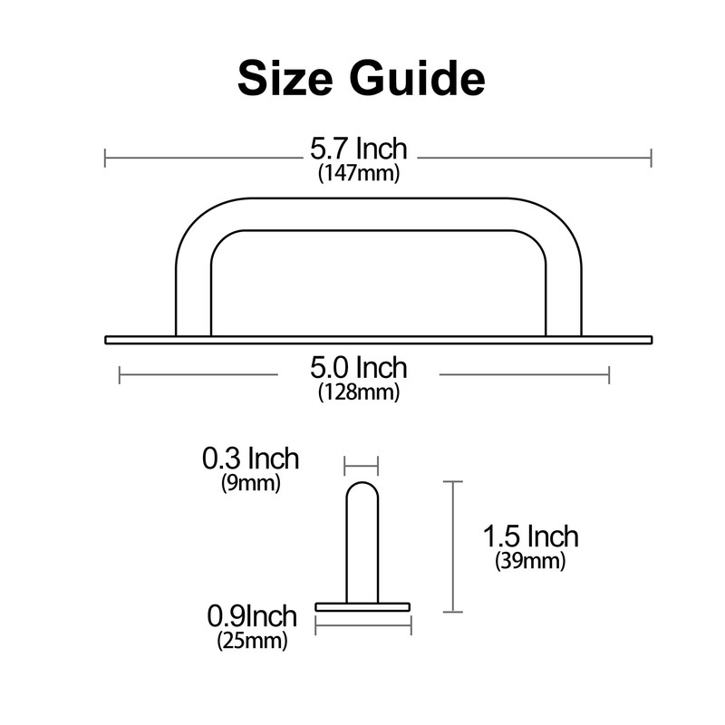 Alzassbg 6 Pack Matt Black Cabinet Pulls, 5 Inch(128mm) Hole