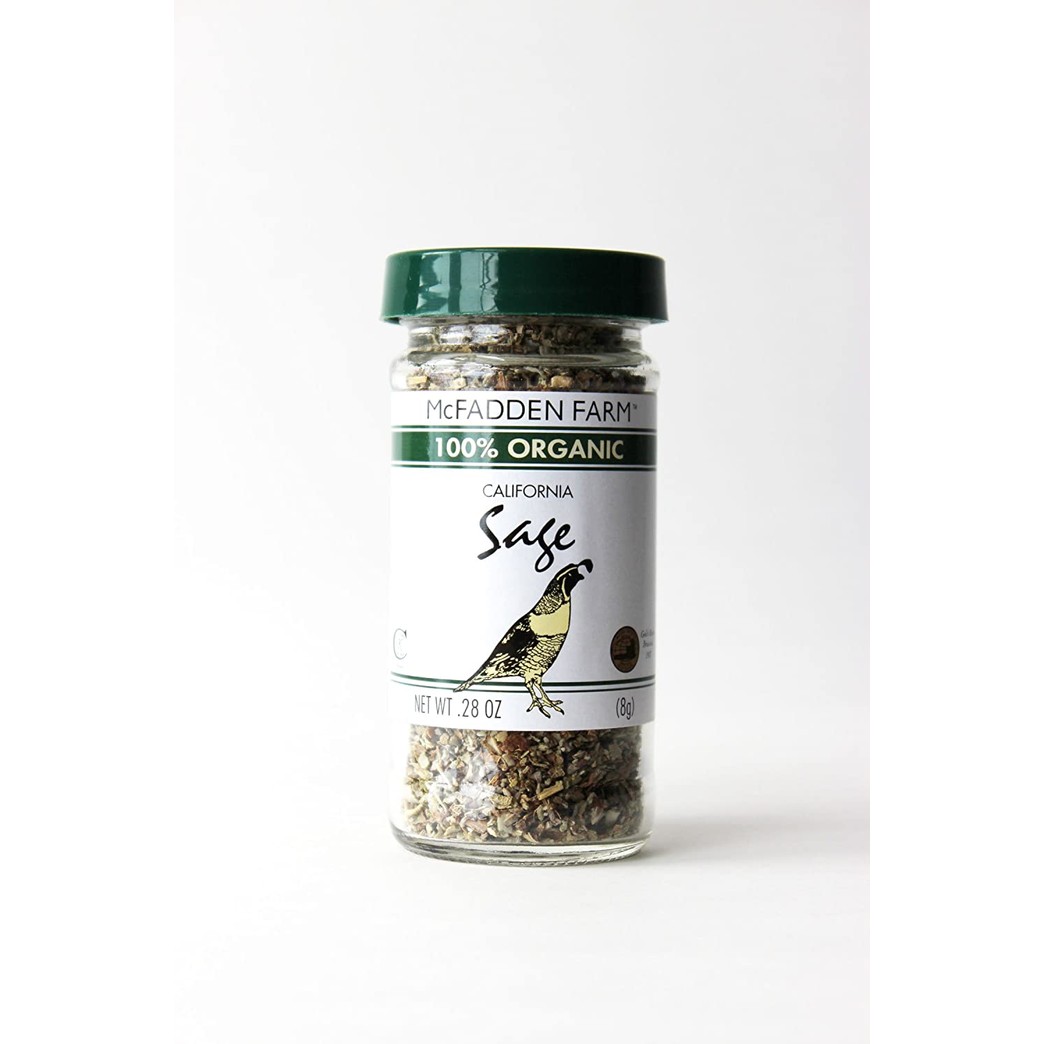 McFadden Farm Organic Sage, Dried Herb, Grown and packed in the U.S.A., 0.28 oz in glass jar