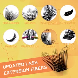 NAGARAKU Cluster Eyelashes, 54 Clusters, 50D Self Grafting, Segmented DIY Bushy Eyelashes, Wide Handle, Thin Band, Individual Eyelashes, Mega Volume, Soft Eyelash Extension, Home Use (W-02 0.07 C 10