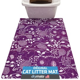 Drymate Original Cat Litter Mat, Contains Mess from Box, Protects Floors, Urine-Proof, Machine Washable, Soft on Kitty Paws, Absorbent, Waterproof (USA Made, Recycled Content) (20”x28”)(Purple Plum)