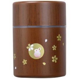 HAKOYA tea container round small wood grain Hanko Rabbit 56897 