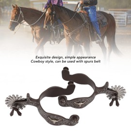 Western Engraved Spurs, 1 Pair Western Cowboy Boot Spurs, Carbon Steel Engraved Horse Spurs with Vintage Pattern, U Shaped Equestrian Spurs for Saddlery Equestrian Equipment