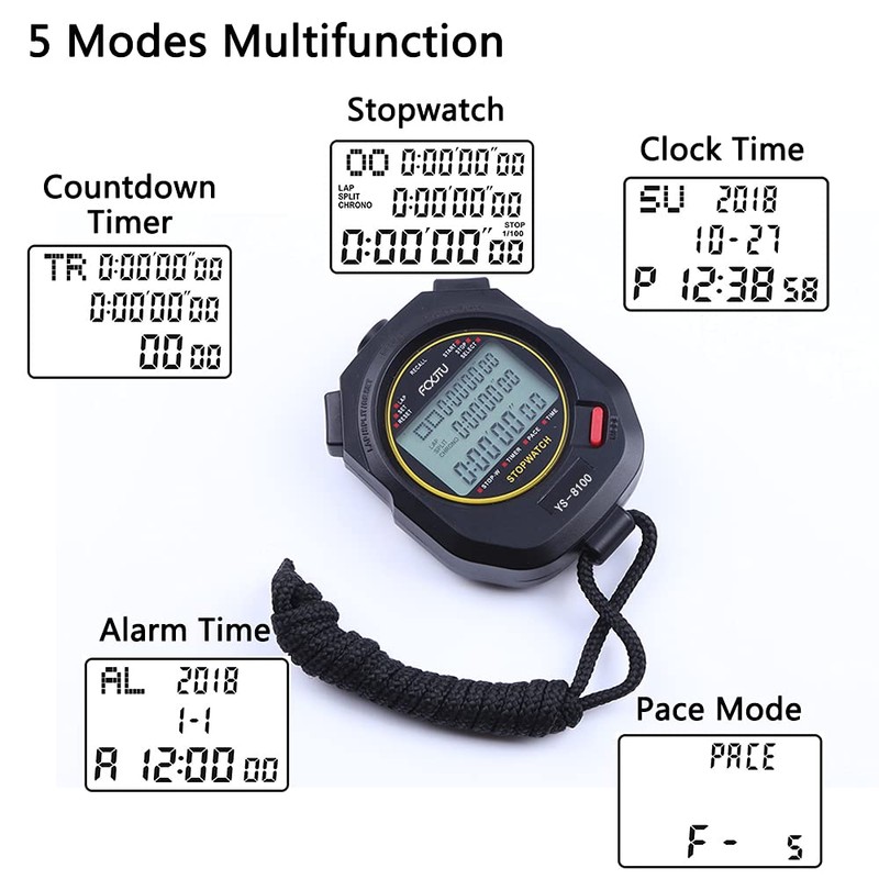 FCXJTU Digital Sports Stopwatch Timer 100 Rounds / Split Memory