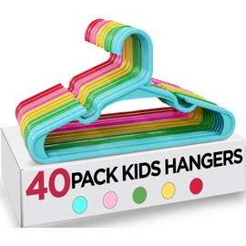 Utopia Home Plastic Kids Hangers for Clothes - Pack of 40 - Durable & Slim Baby Hangers - Space Saving Children's Hangers Clothes - All Purpose Garment Trouser Skirt Bar Toddler Hangers (Multicolor)