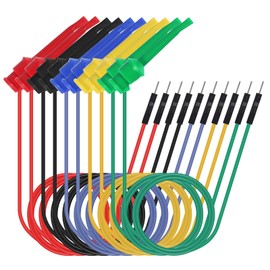 MELIFE 10PCS Test Hook Clips to Breadboard Male Jumper Wires Soft Flexible Silicone Test Leads for Electrical Testing, Multimeters, Microbit, LED Strips, Arduino, Breadboard, 27.5CM 22AWG