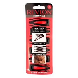Revlon Double Grip Black Hair Clips No Slip Grip Dots 6 Count Black