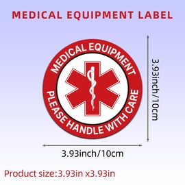 3PCS Medical Equipment Alert Luggage Sign Stickers, Waterproof Durable Fragile Medical Equipment Inside/Handle with Care Lables for Medical Supplies,Luggage, Cases, Boxes 3.9''X3.9''