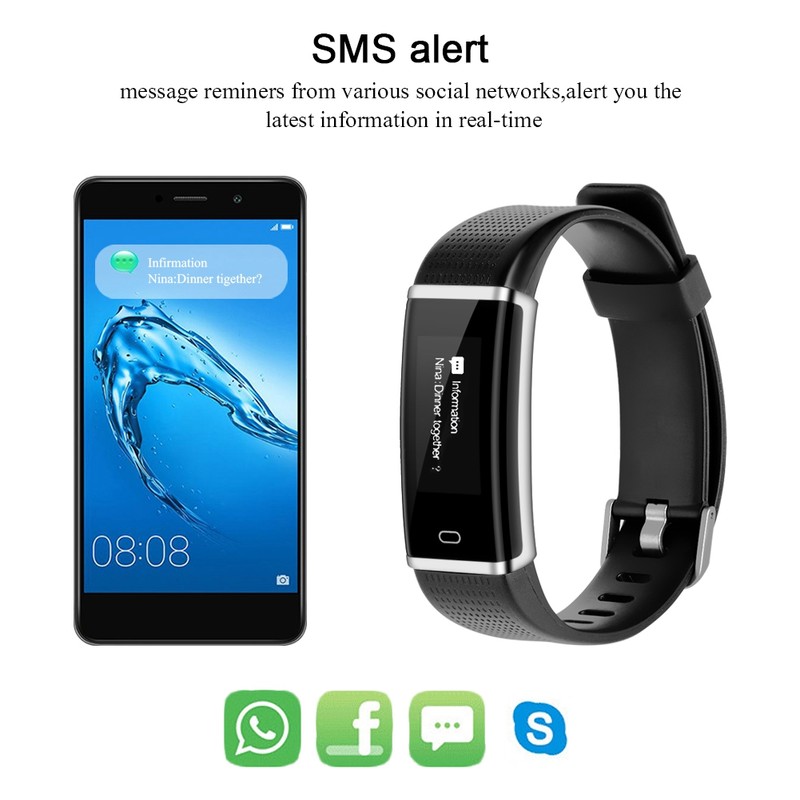 Wireless Smart Watch Bluetooth Fitness Tracker Heart Rate Monitoring Waterproof