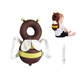 Kids Head Guard Adjustable Baby Safety Pad Baby Runner Protector Cute Little Bee Bear (Brown Breathable)