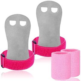 FINGER TEN Gymnastics Hand Grips Wristbands Sets for Girls Youth Kids, Bar Grips Palm Protection Wrist Support for Kettlebells Sport Tennis Workout Exercise Yoga Athletic (S, Grey)