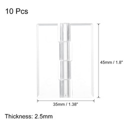 uxcell 10Pcs Acrylic Hinges, 1.8 x 1.38 Inch Hardware Folding Hinges Piano Hinges for Case Box Handicrafts, Clear