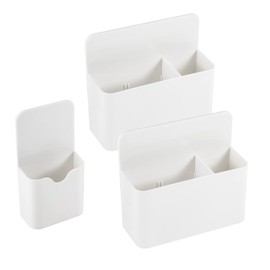 Pack of 3 Magnetic Pen Holder, Magnetic Marker Holder, Magnetic Container for Fridge Magnetic Board, Home, Office, School (White)