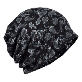 Rex Standard CH092 Knit Hat, Paisley Pattern, 2-Way Neck Warmer, Men's, Women's, Black
