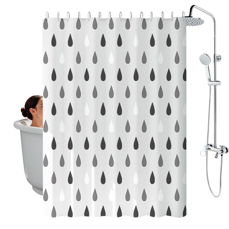 Shower Liners,Water-Drop Pattern Bath Liner for Shower | Textured Washable