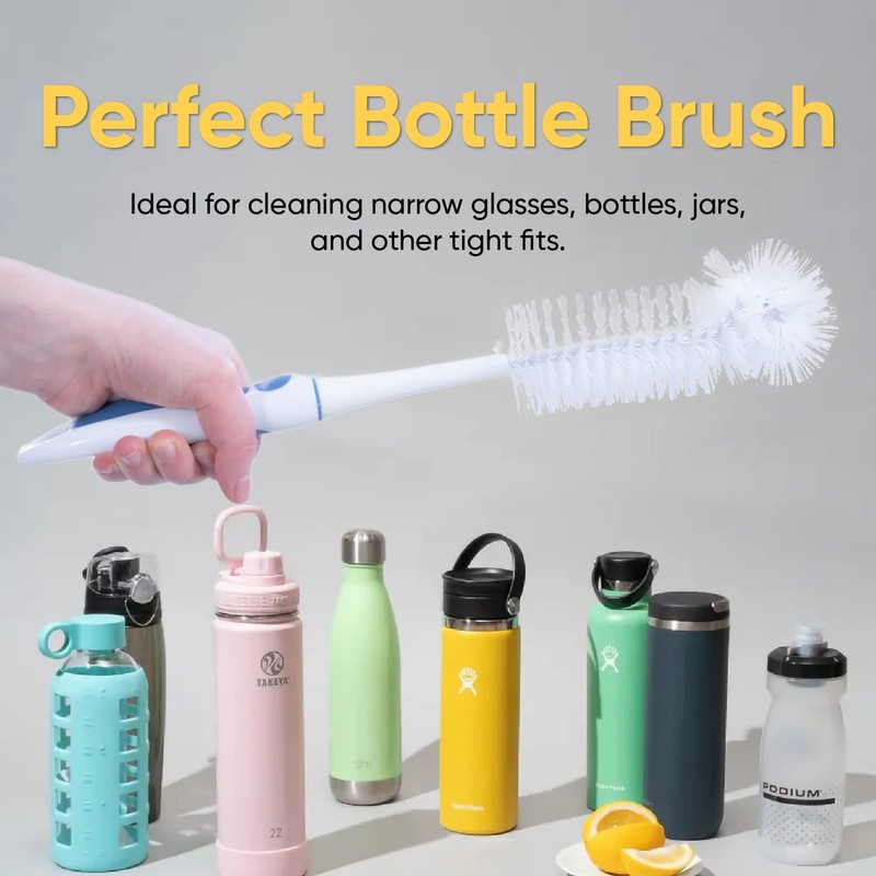 Superio Bottle Brush Scrubber Long, Blue and White Baby Bottle